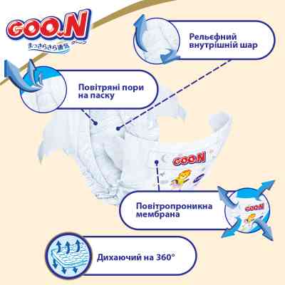 Подгузники GOO.N Premium Soft 9-14 кг Размер 4 L На липучках 52 шт (F1010101-155) Винница