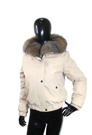 Бомбер женский с мехом блюфрост Бежевый 52 Харьков