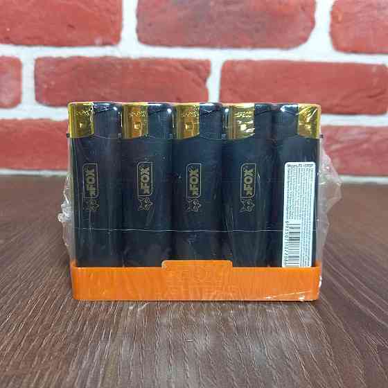 Зажигалка прорезиненная черная уп/50шт Фокс Харьков