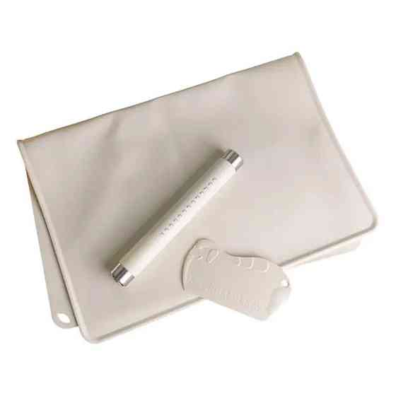 Силиконовый коврик со скалкой для раскатки теста Бежевый HP34547W Киев