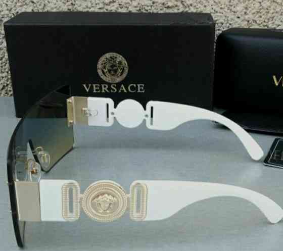 Брендовые солнцезащитные очки маска женские сине бежевый градиент дужк. Киев