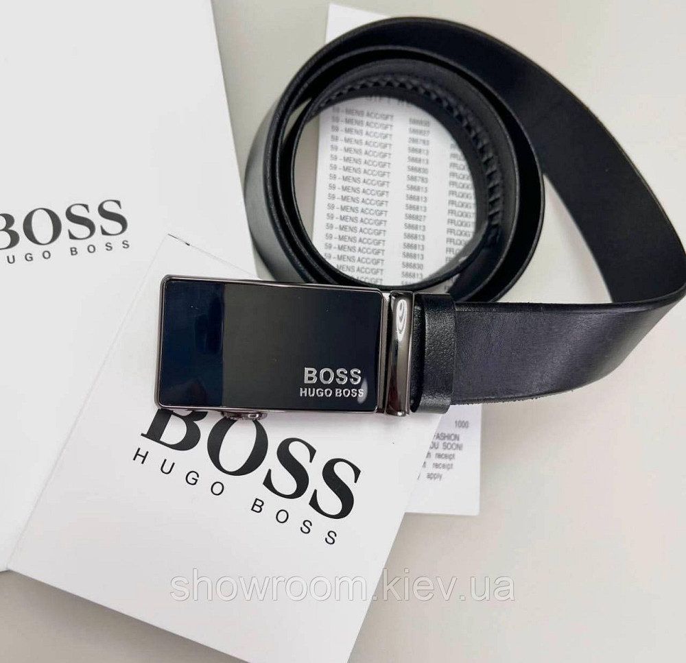 Чоловічий шкіряний ремінь із пряжкою автомат Boss (217) Київ - фото 4
