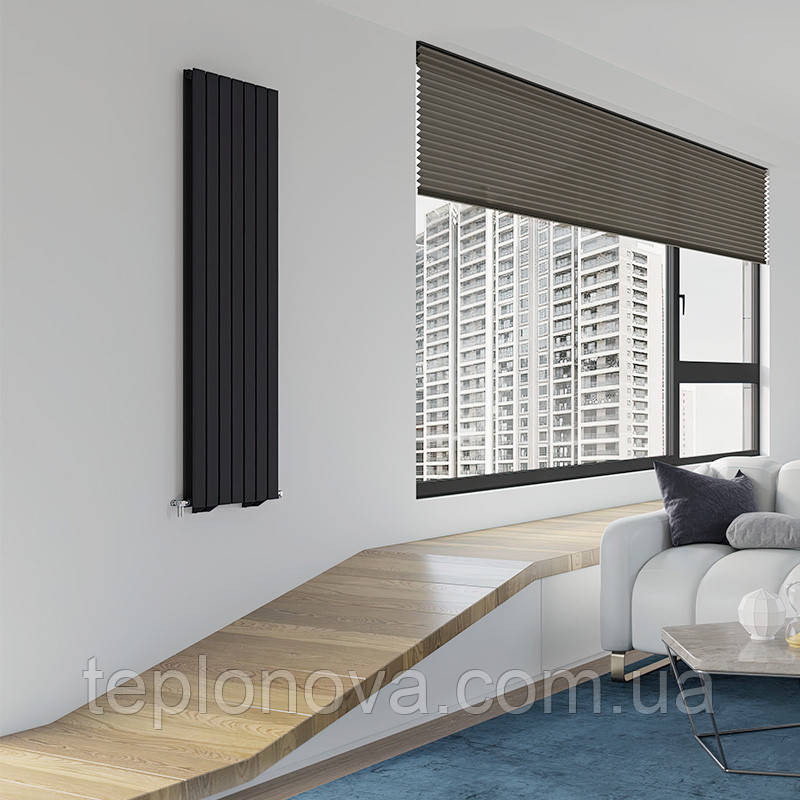 Дизайнерський радіатор 1600/476 (мм) чорний мат IDEALE VITTORIA (універсальне підключення) 12 7/1600/476 Чернівці - фото 3