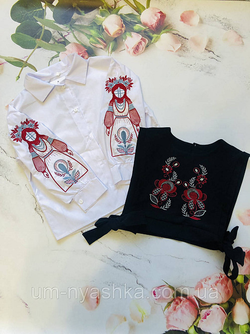 Біла сорочка + жилетка з вишивкою 122-140 Кривий Ріг - фото 2