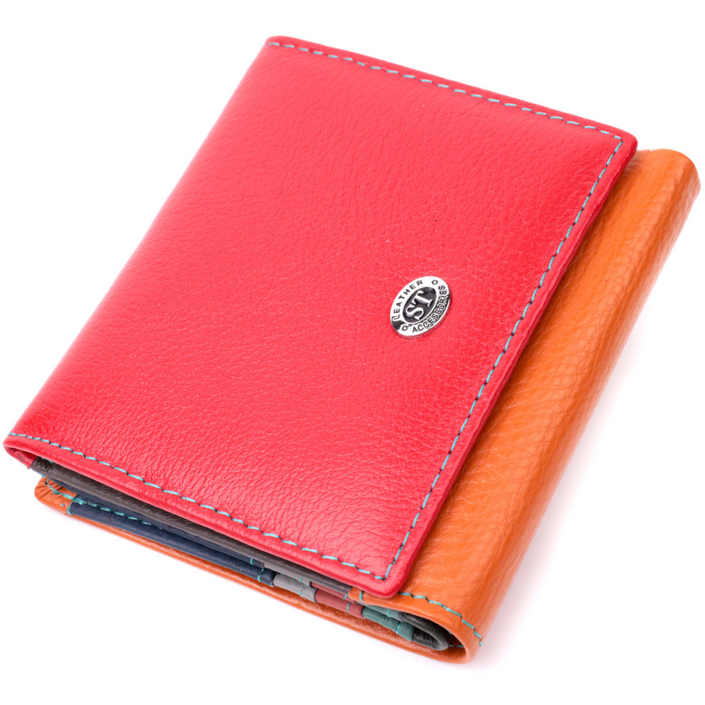 Интересный женский кошелек с оригинальной монетницей из натуральной кожи ST Leather 19509 Разноцветный Киев - изображение 10