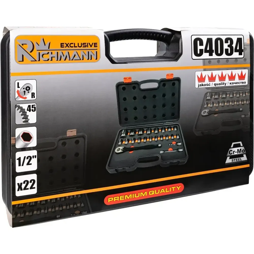 Набір головок ударних Richmann C4034 1/2" 22елем. + трещітка Коломия - фото 4