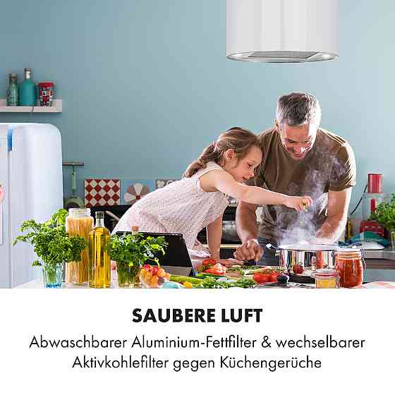 Острівна витяжка Beretta Ø35 см витяжка/рециркуляція 650 м3/год LED, включно з фільтром з активованим вугіллям, Рівне