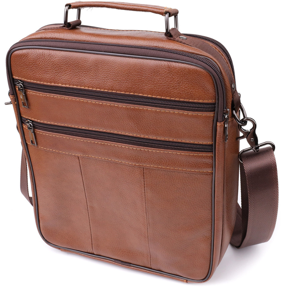 Сумка чоловіча з ручкою для перенесення в руці з натуральної шкіри Vintage 23031 Світло-коричневий Київ - фото 5