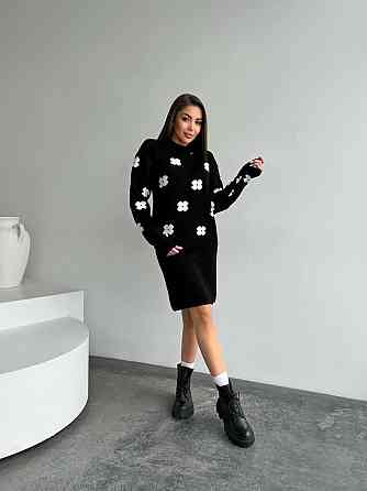 Женский базовый вязаный костюм двойка машина вязкая Черный Одесса