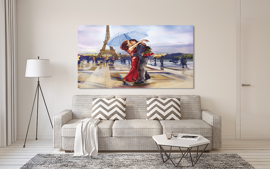 Картина полотно у вітальню / спальню    Закохані в Парижі    MLP_404 ( 60х30см ) 80х160см Київ - фото 2