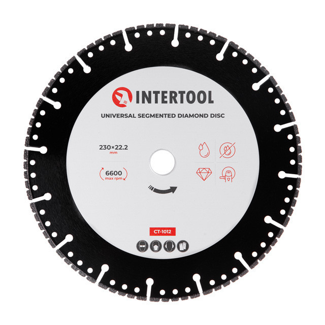 Диск универсальный сегментный алмазный, 230 мм, 16-18%, 6600 об/мин INTERTOOL CT-1012 Киев - изображение 1