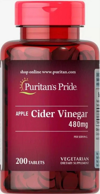 Яблучний оцет Puritan's Pride Apple Cider Vinegar 480 мг 200 таб Київ - фото 1