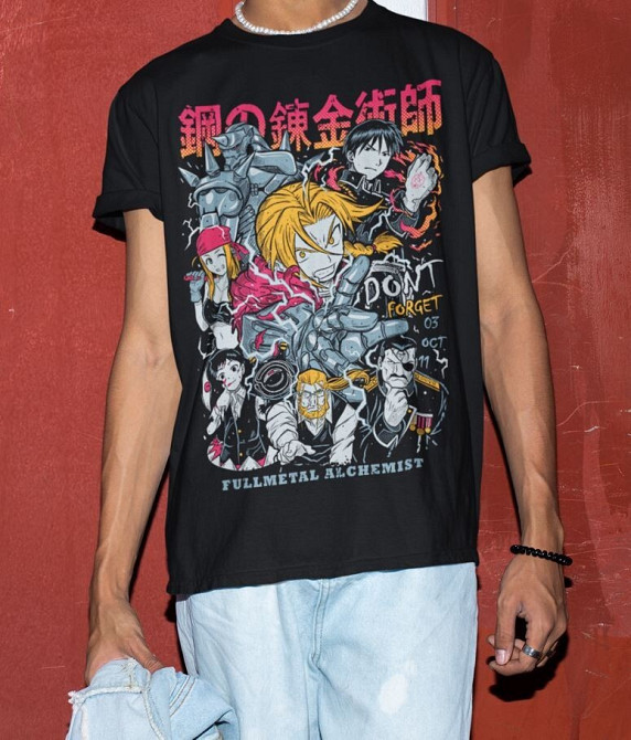 Футболка мужская аниме Стальной алхимик оверсайз (S/M/L) Черний AnimeJ1035 Днепр - изображение 8