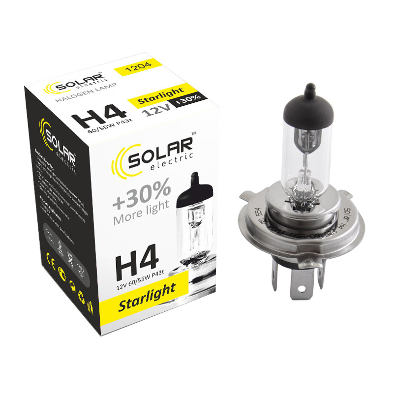 Галогенова лампа Solar H4 12V 60/55W P43t-38 Starlight +30% Львів - фото 1