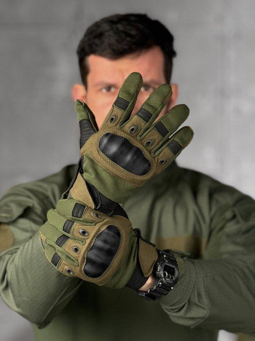 Рукавички чоловічі на затяжці тактичні сенсорні карбонова вставка Одеса - фото 6