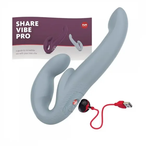 Безремінний страпон з вібрацією Fun Factory SHARE VIBE PRO cool grey, регульований Львів