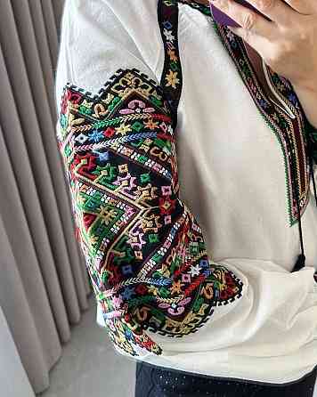 Женская современная вышиванка с завязками и кисточками 80% хлопок, 20% полиэстер 48 Одесса