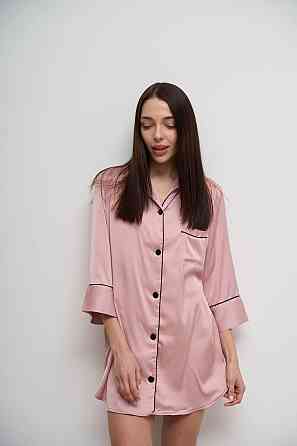 Жіноча нічна сорочка подовжена шовкова Пудровий S Харків