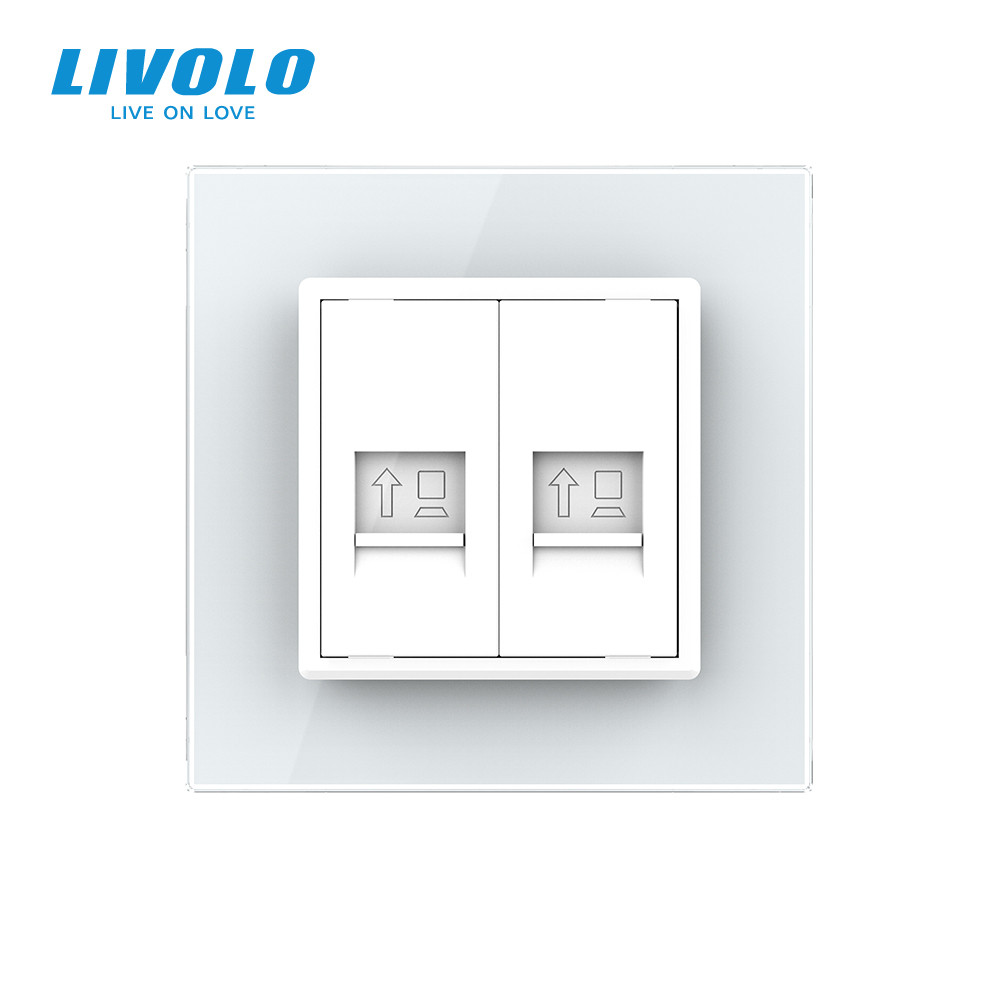 LIVOLO Розетка комп'ютерна подвійна RJ-45 Livolo білий скло (VL-C792C-11) Коломия - фото 7