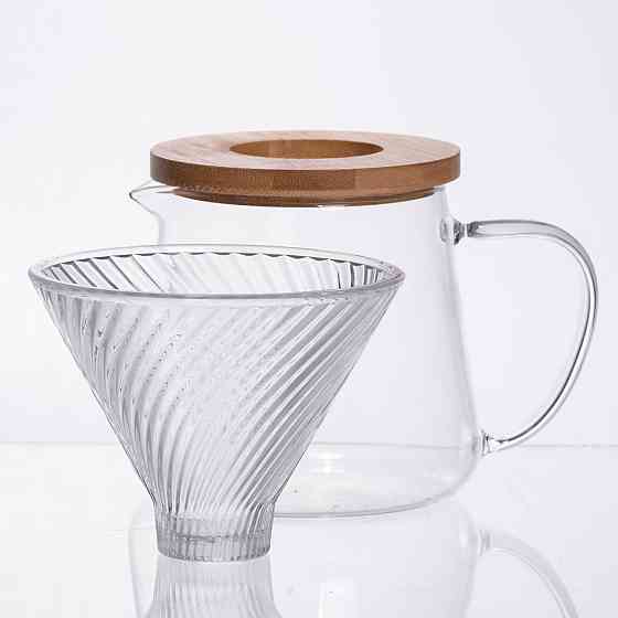 Стеклянний заварник з пуровером для кави 600 мл Київ