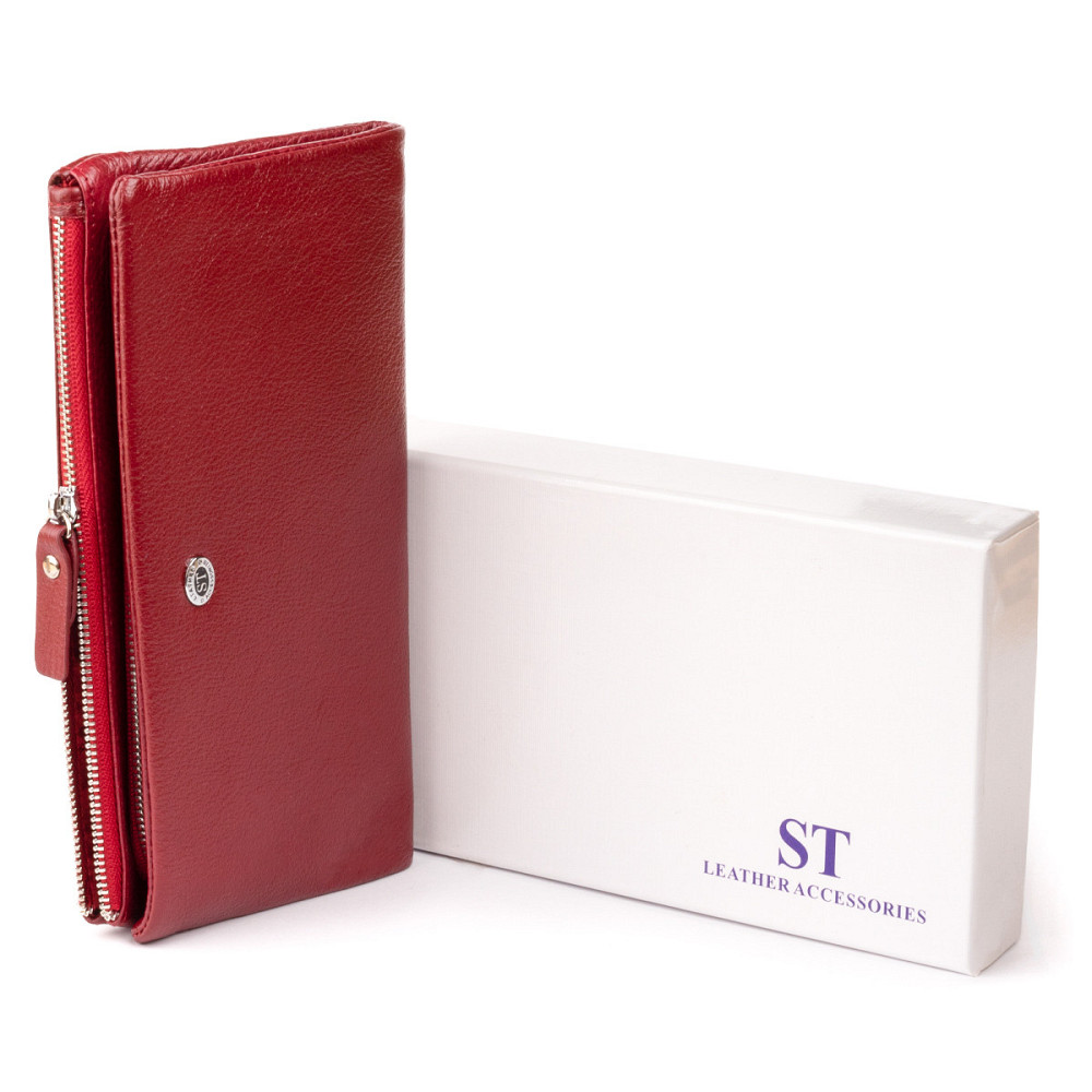 Кошелек-клатч из кожи с карманом для мобильного ST Leather 19311 Бордовый Киев - изображение 8