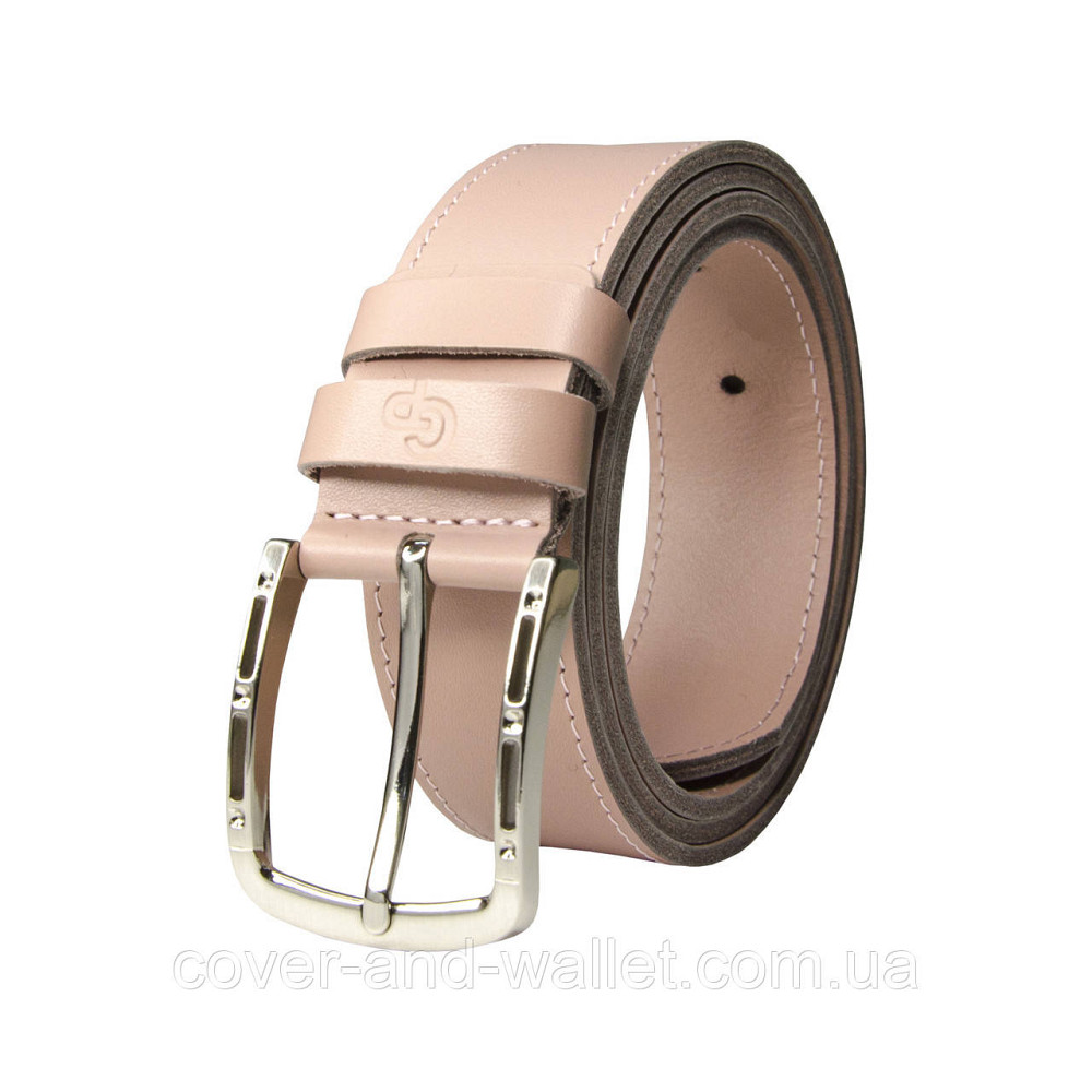 Широкий жіночий ремінь світло-рожевого кольору з натуральної шкіри 35мм Puos Київ - фото 1
