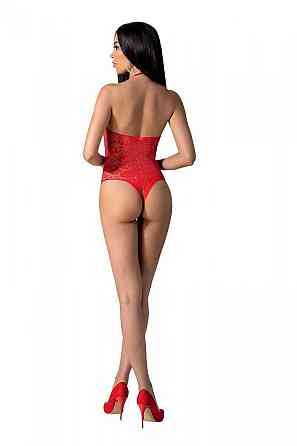 Бодістокінг з імітацією корсетної шнурівки Passion BS094 One Size, red, квітковий візерунок, з досту Sex Aura Київ