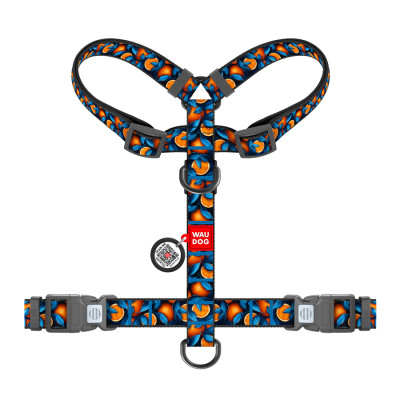 Шлей для собак WAUDOG Nylon анатомическая H-образная с QR-паспортом "Апельсины" пластиковый фастекс, L (345-4054) Винница - изображение 2