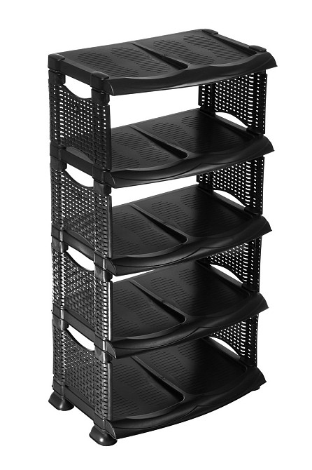 Чорна пластикова взуттєва полку на 5 відділень,Ротангові, R-plastic. Одеса - фото 1