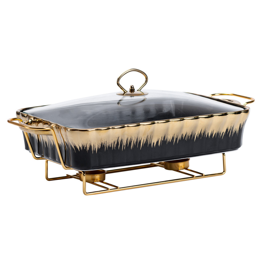 Марміт порцелянаовий прямокутний на 2 літри 40*23*11 см чорний HP1048 Київ - фото 2