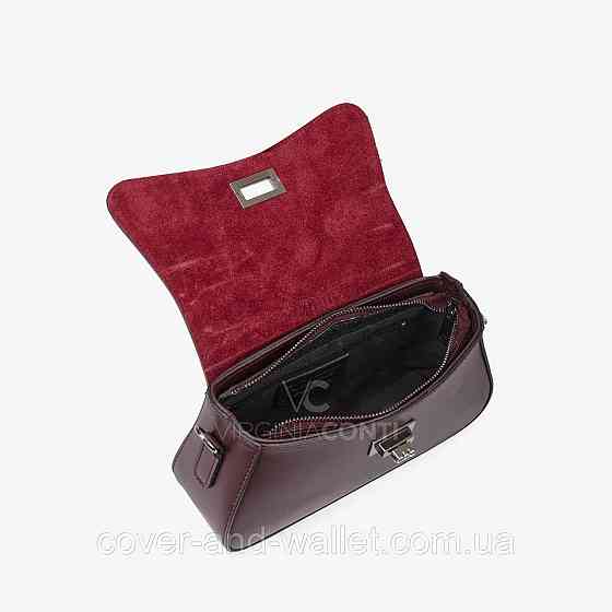 Жіноча каркасна сумка через плече із натуральної шкіри бордового кольору Virginia Conti Київ