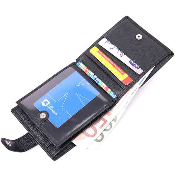 Мужской трендовый бумажник из натуральной кожи Черный (ST Leather) Киев