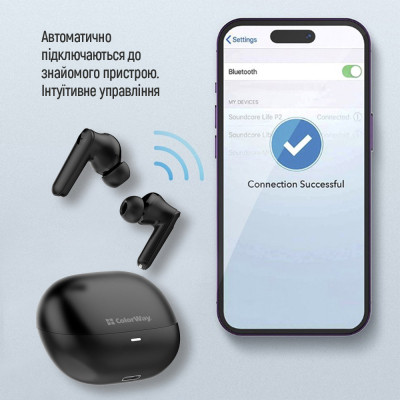 Навушники ColorWay Slim TWS-1 Earbuds Long Life Black (CW-TWS1BK1) Вінниця - фото 4