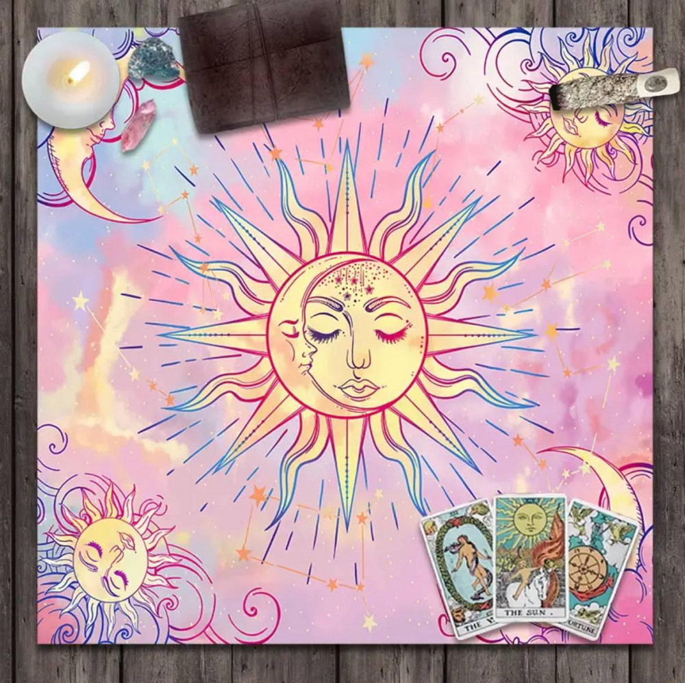 Алтарная скатерть для карт Таро и Рун Солнце. Скатерть для гадания 75*75 см. Розовая Киев - изображение 2