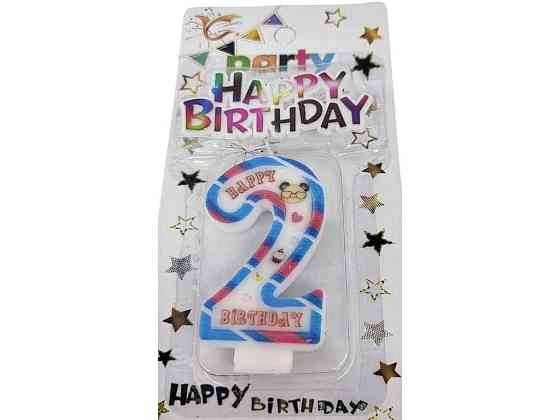 Свеча-цифра 2 Happy Birthday с топером арт.076 ТМ PRC Киев