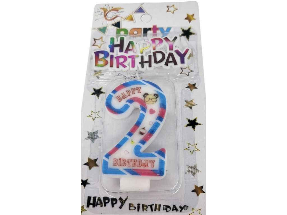 Свеча-цифра 2 Happy Birthday с топером арт.076 ТМ PRC Киев - изображение 1
