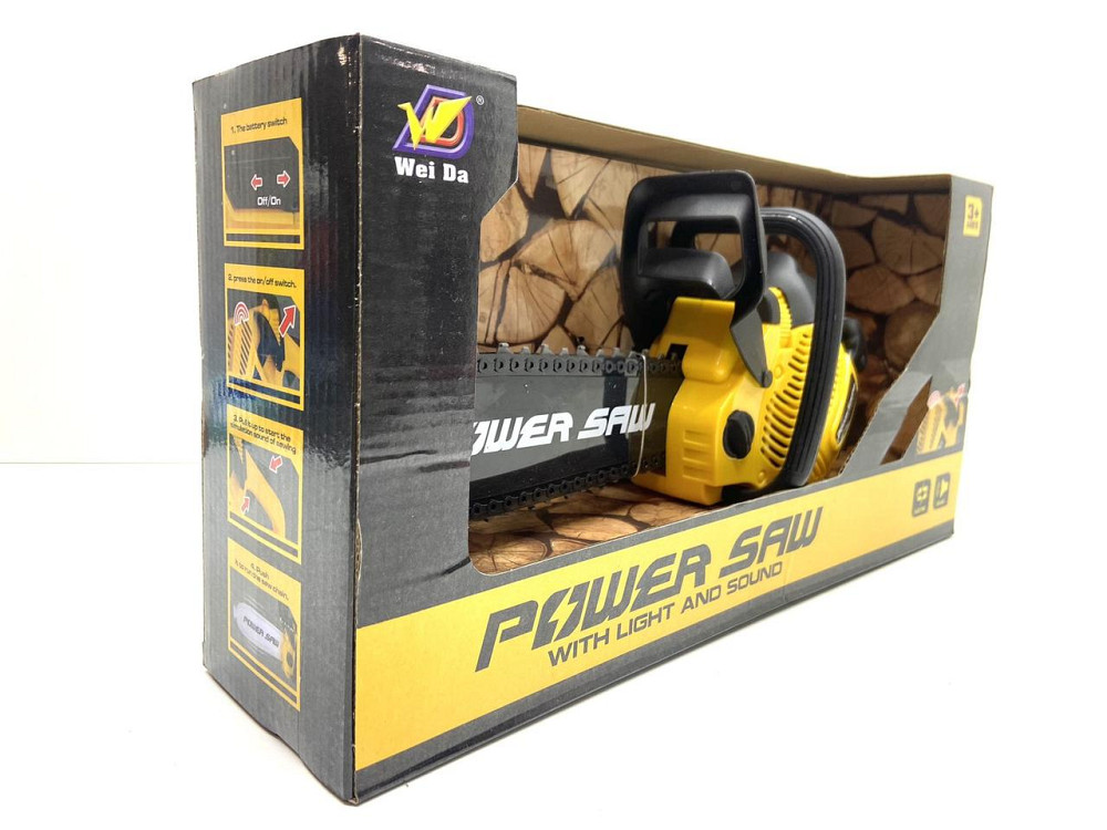 Бензопила Wei Da іграшкова звук рухлива стрічка 38см Жовта (192D1) Чернігів - фото 6