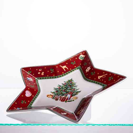 Блюдо сервировочное новогоднее для закусок Christmas 25.5 (см) из фарфора HP-SDHK-19 Киев