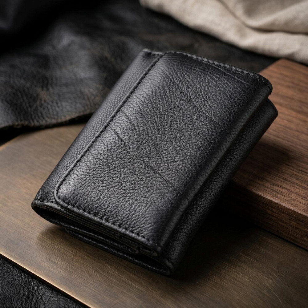 Кожаный лаконичный кошелек для женщин ST Leather 22506 Черный Киев - изображение 14