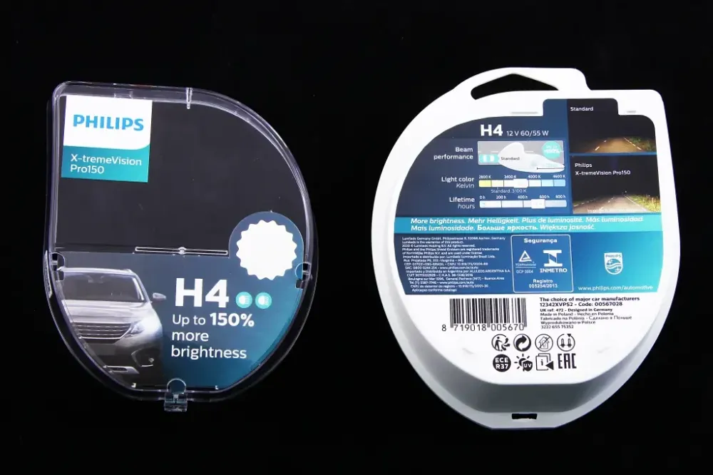 Лампа галогована 12 у H4/P43t hilips 60/55 +150% X-treme Vision Pro (2 шт). Вінниця - фото 2