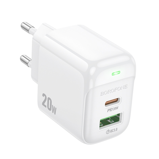 Мережевий зарядний пристрій BOROFONE BAS44A Potential PD20W+QC3.0 charger(EU) White Одеса