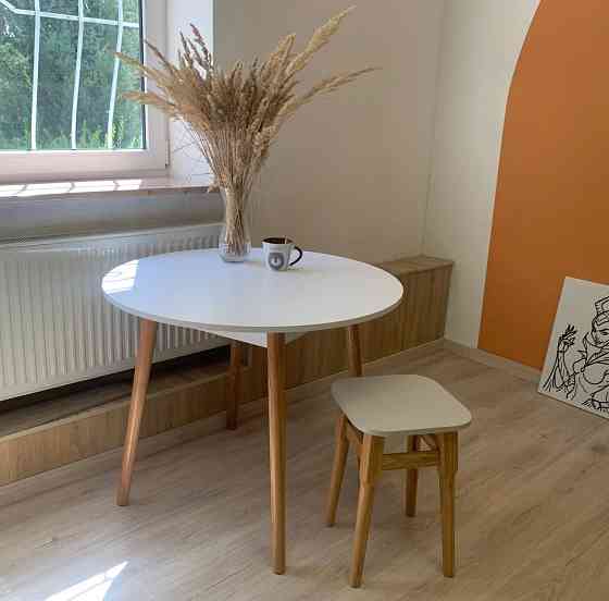 Обідній стіл круглий LION Маямі-1 дерев'яні ніжки Німфея Альба (LION-041002) Дніпро