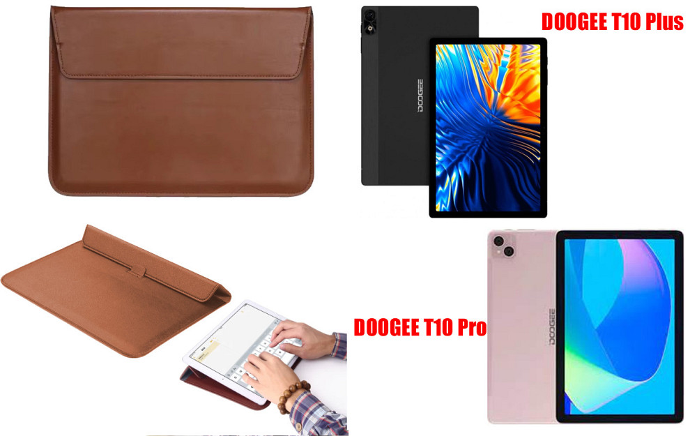Чохол-конверт VitoCase для Doogee T10 Plus, з функцією підставки для планшета Чорний Коричневий Київ - фото 1