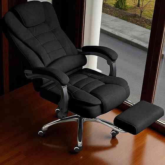 Кресло КОМПЮТЕРНОЕ офисное ортопедическое эргономичное компьютерное мягкое с подставкой для ног и массаже-ром из ткани усиленно Львов