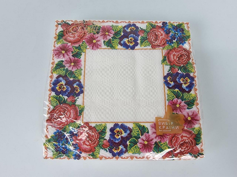 Двухслойная цветочная салфетка (ЗЗхЗЗ, 16шт)  La Fleur Цветочный орнамент (511) (1 пачка) Харьков - изображение 1