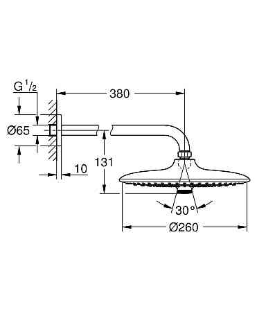 Верхній душ з настінним кронштейном Grohe Euphoria   ( 26458000 ) 22548 Харків