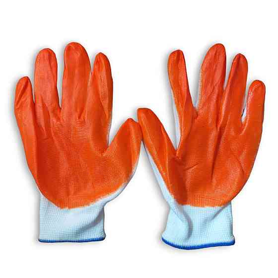 Рукавички робочі господарські стрейч латекс залиті Жовтогарячі Харків