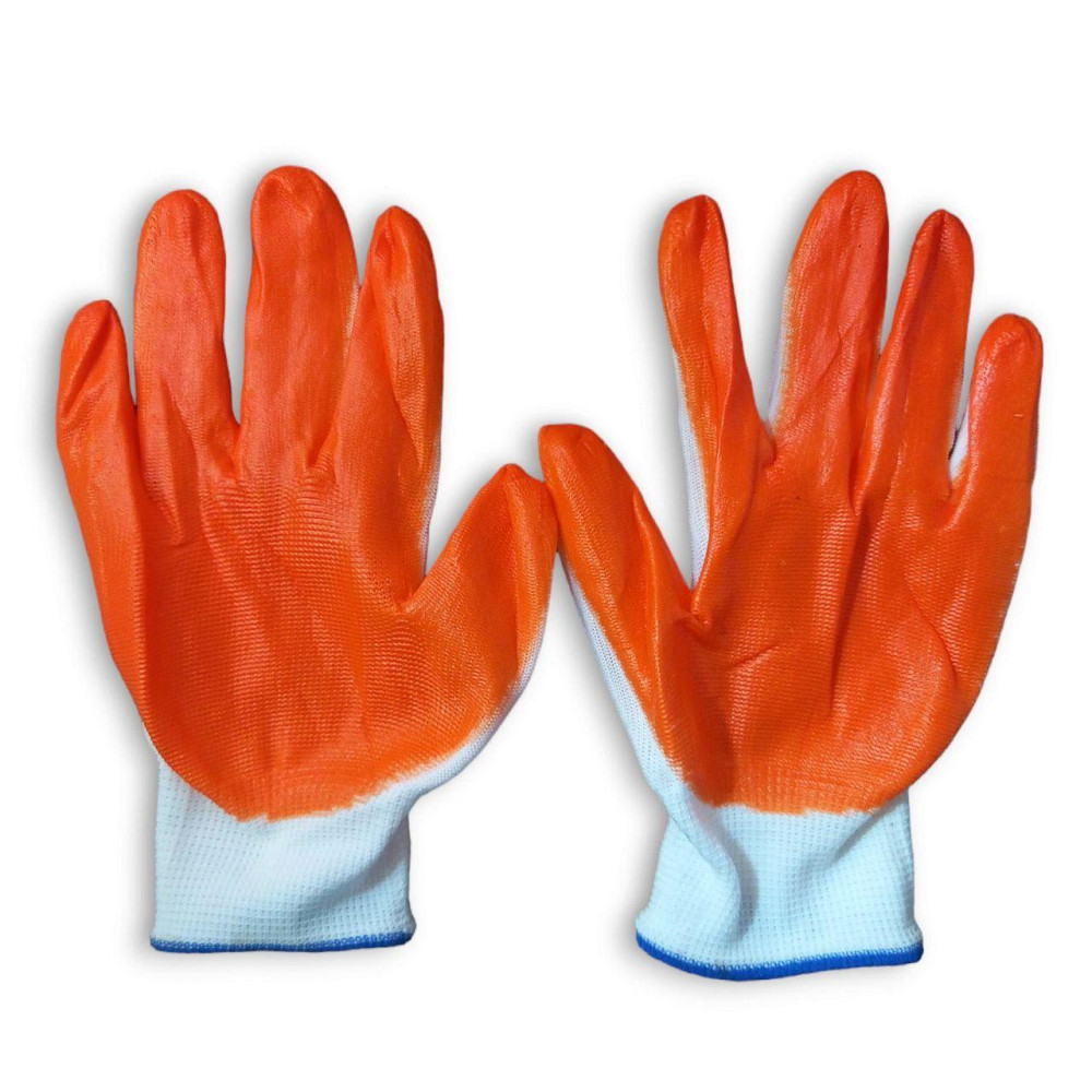 Рукавички робочі господарські стрейч латекс залиті Жовтогарячі Харків - фото 2