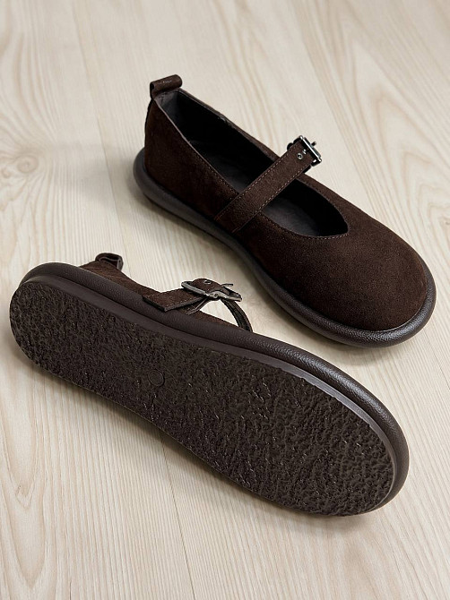 Туфлі жіночі Meideli F6535-5 балетки Mary Jane з ремінцем на пряжці замшеві коричневі, 41, 25,5 см Київ - фото 5