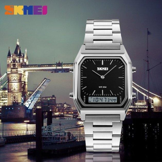 Наручний чоловічий годинник Skmei 1220 Tango Сріблясто-чорний Київ - фото 9
